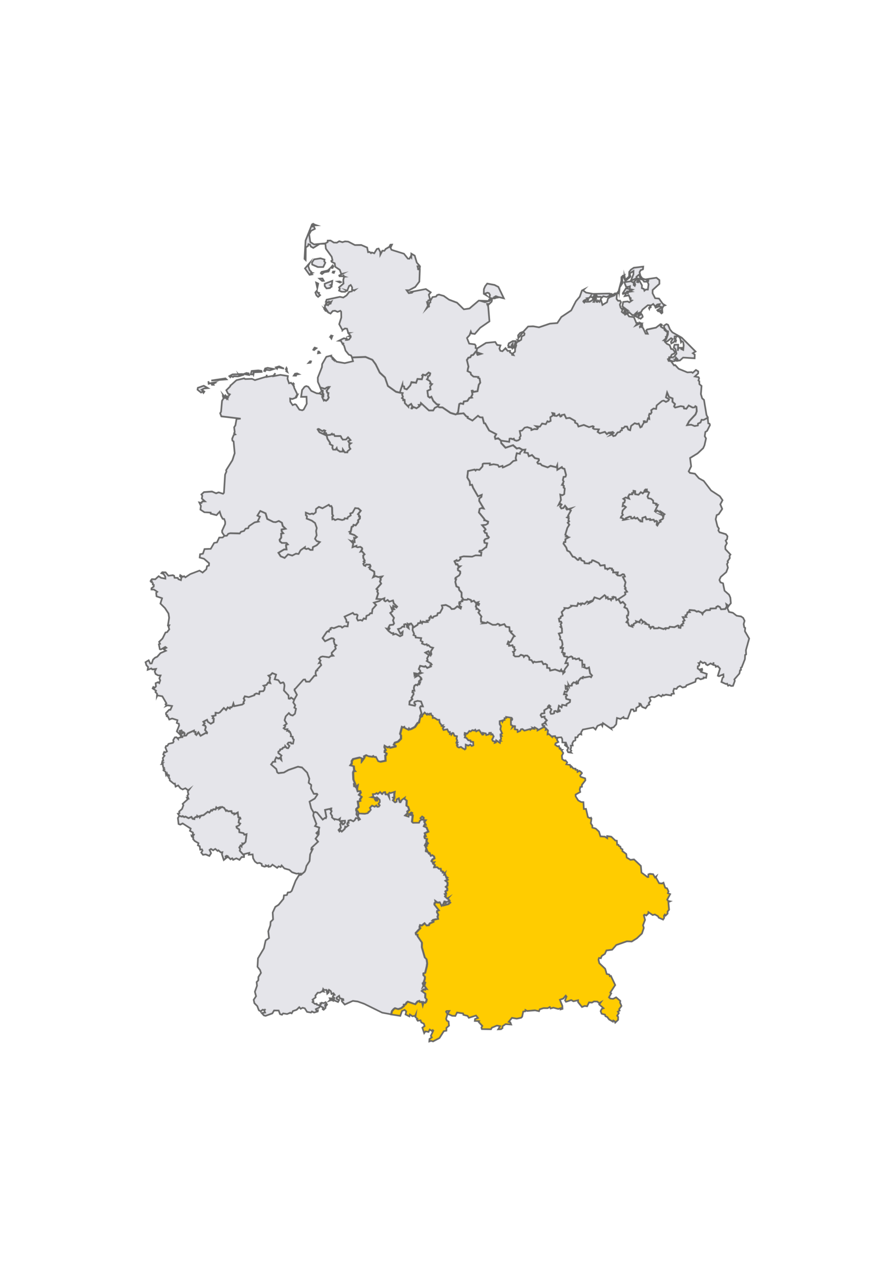 Karte von Deutschland mit Bayern als Einsatzgebiet hervorgehoben